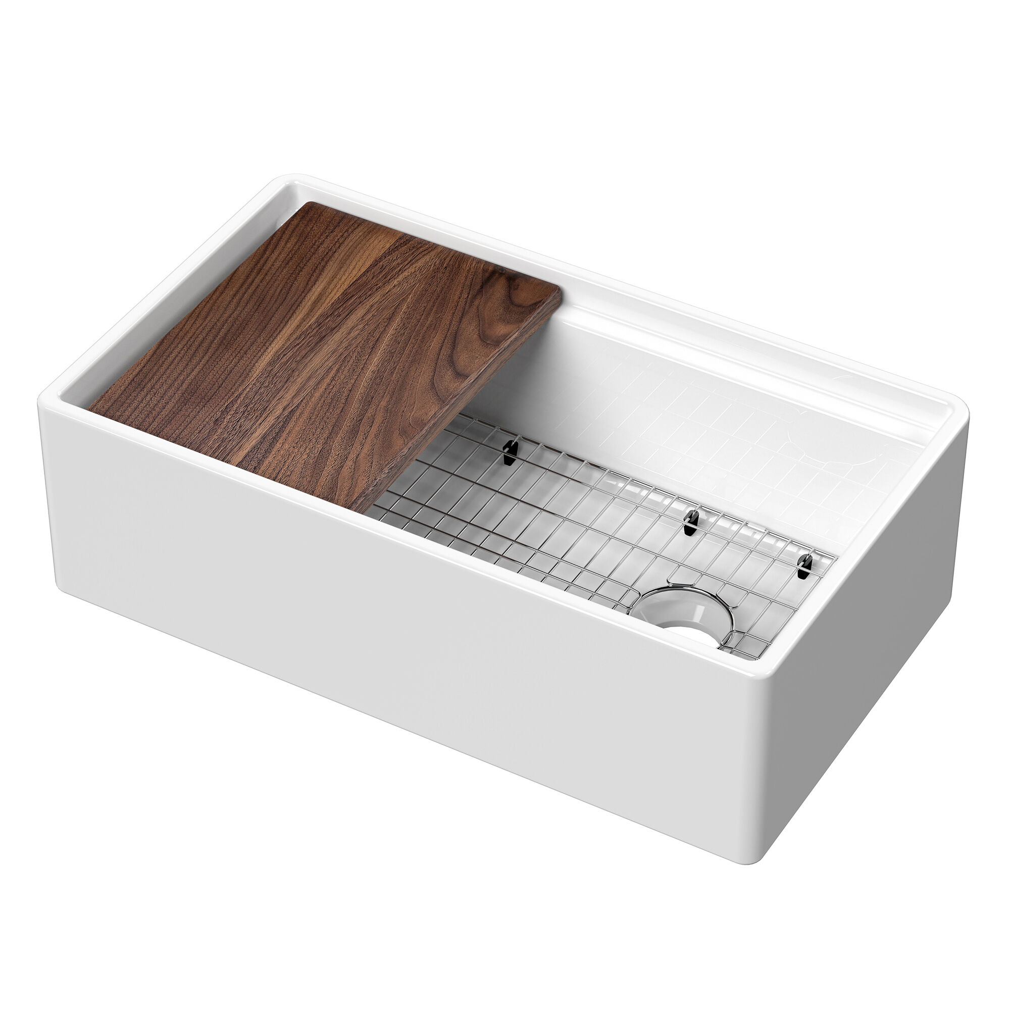 Valquest 33" Ledge Apron Front Fireclay Single Bowl Kitchen Sink