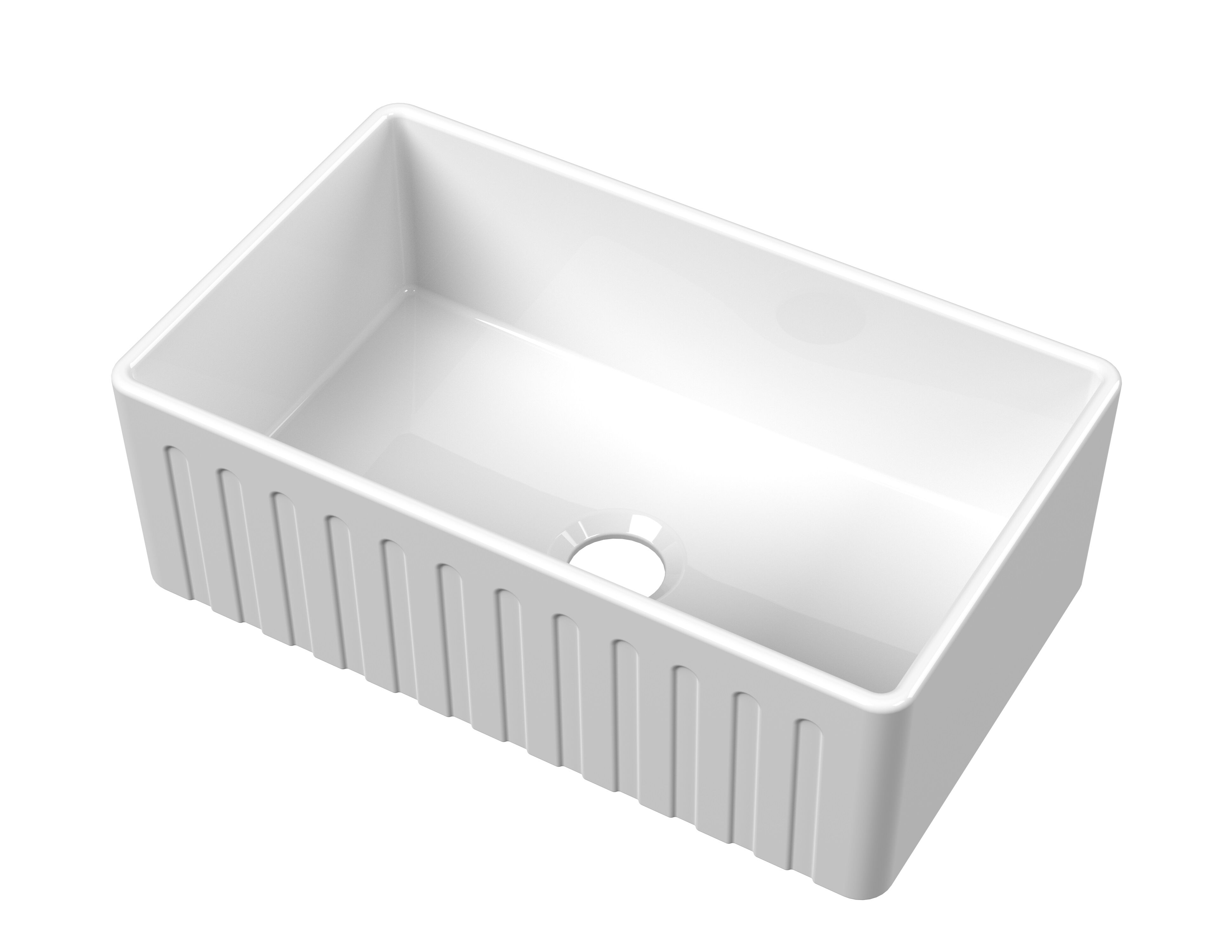 Valquest 30" Fluted Butler Apron Front Fireclay Single Bowl Kitchen Sink