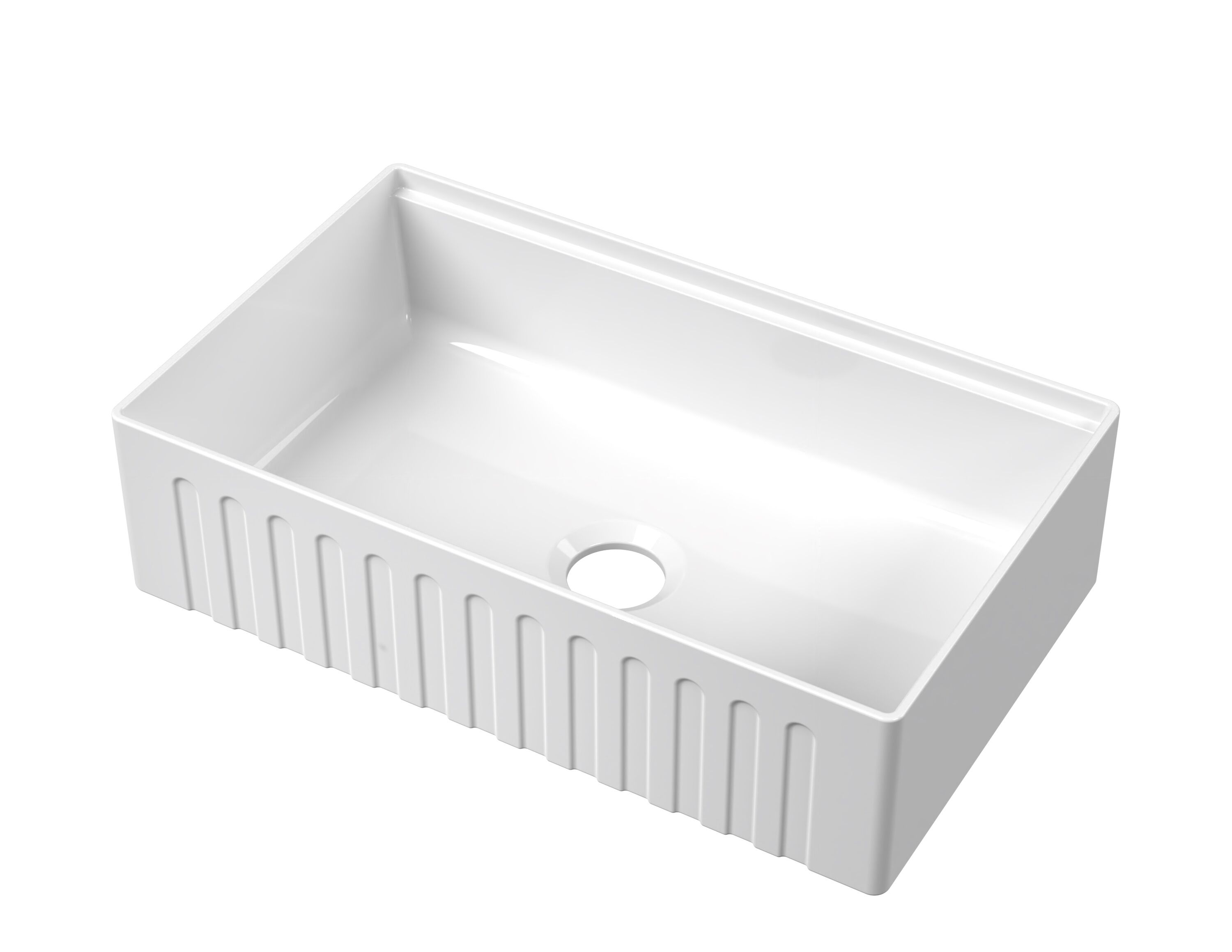 Valquest 30" Reversible Fluted Apron Front Fireclay Single Bowl Kitchen Sink