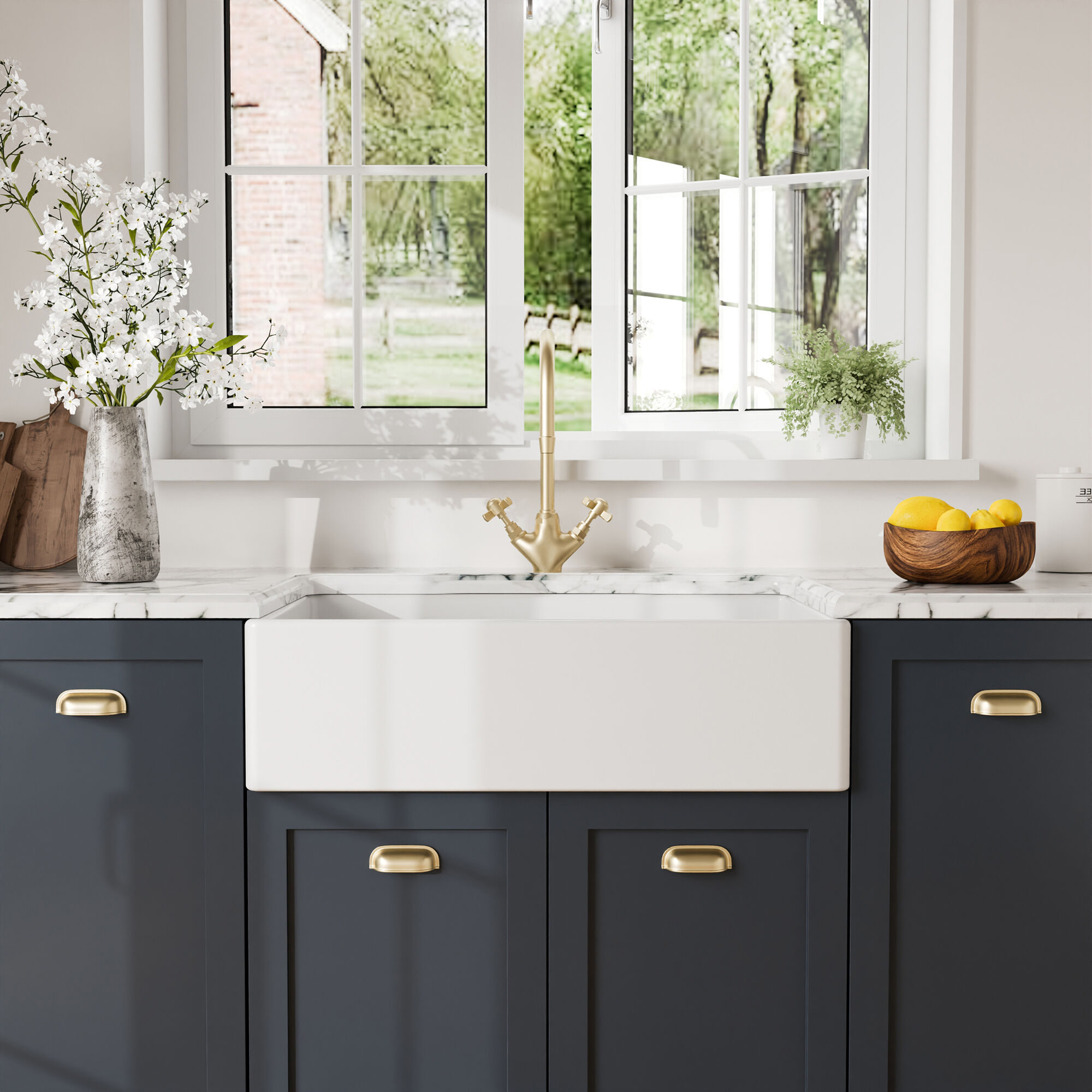 Valquest 30" Apron Front Fireclay Single Bowl Kitchen Sink