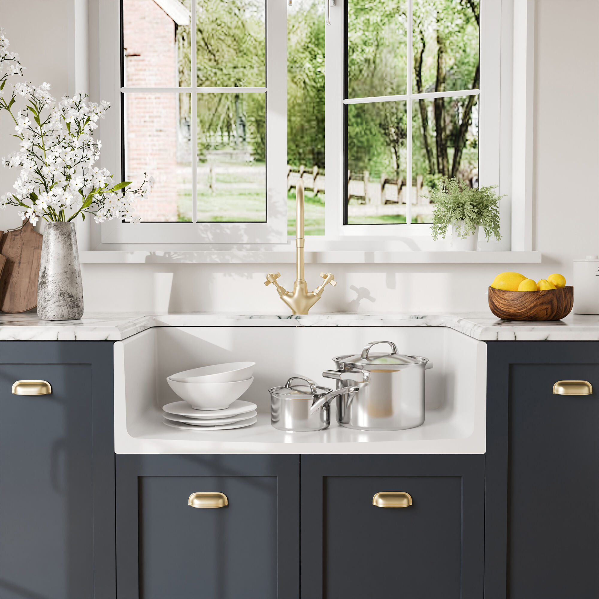 Valquest 33" Apron Front Fireclay Single Bowl Kitchen Sink