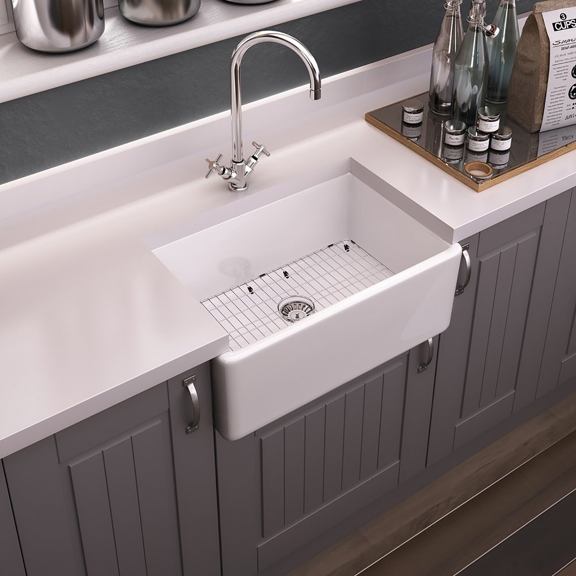 Valquest 30" Apron Front Fireclay Single Bowl Kitchen Sink