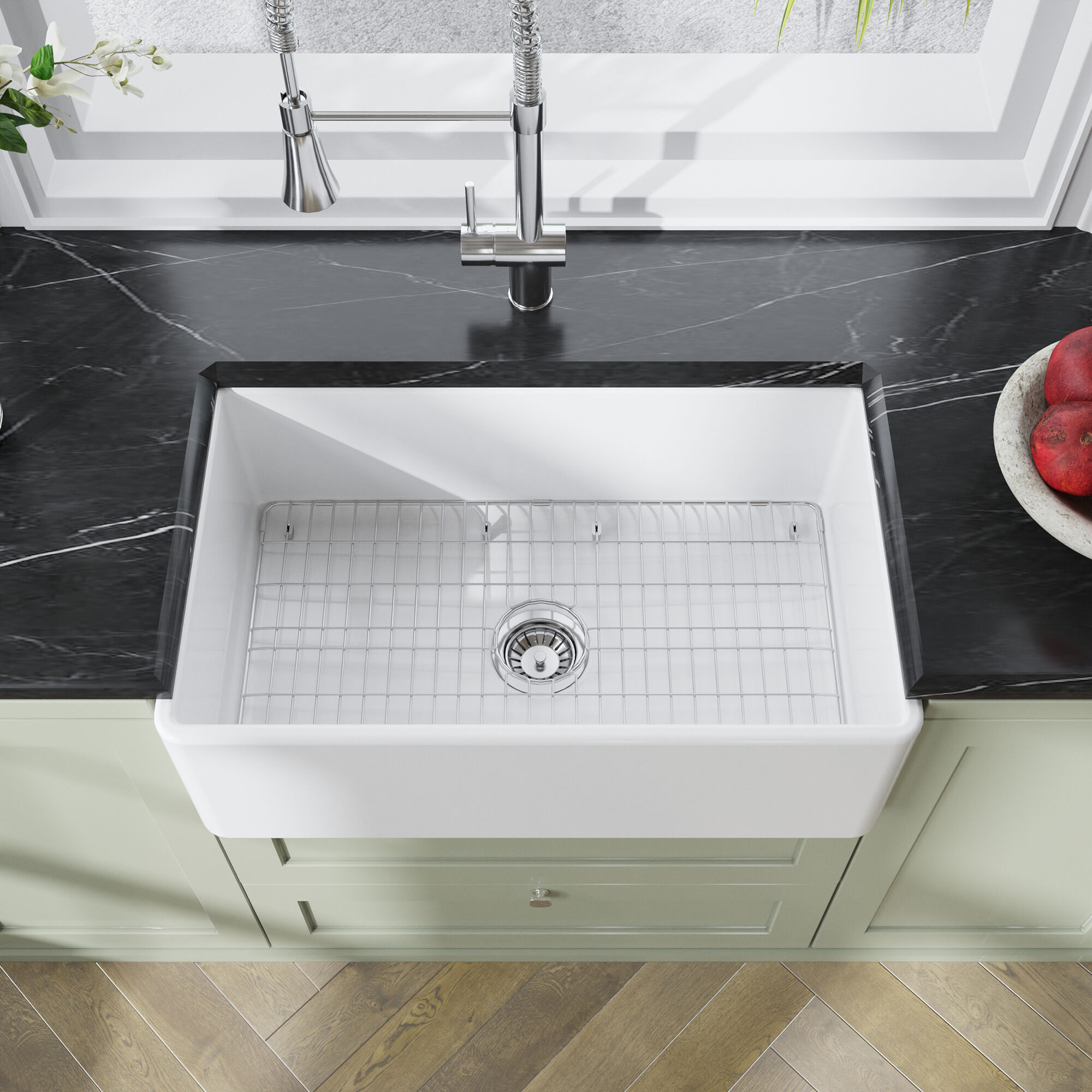 Valquest 30" Apron Front Fireclay Single Bowl Kitchen Sink