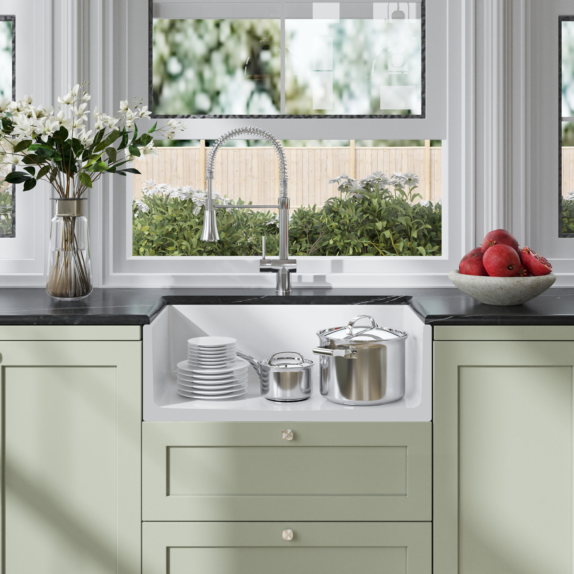 Valquest 30" Apron Front Fireclay Single Bowl Kitchen Sink