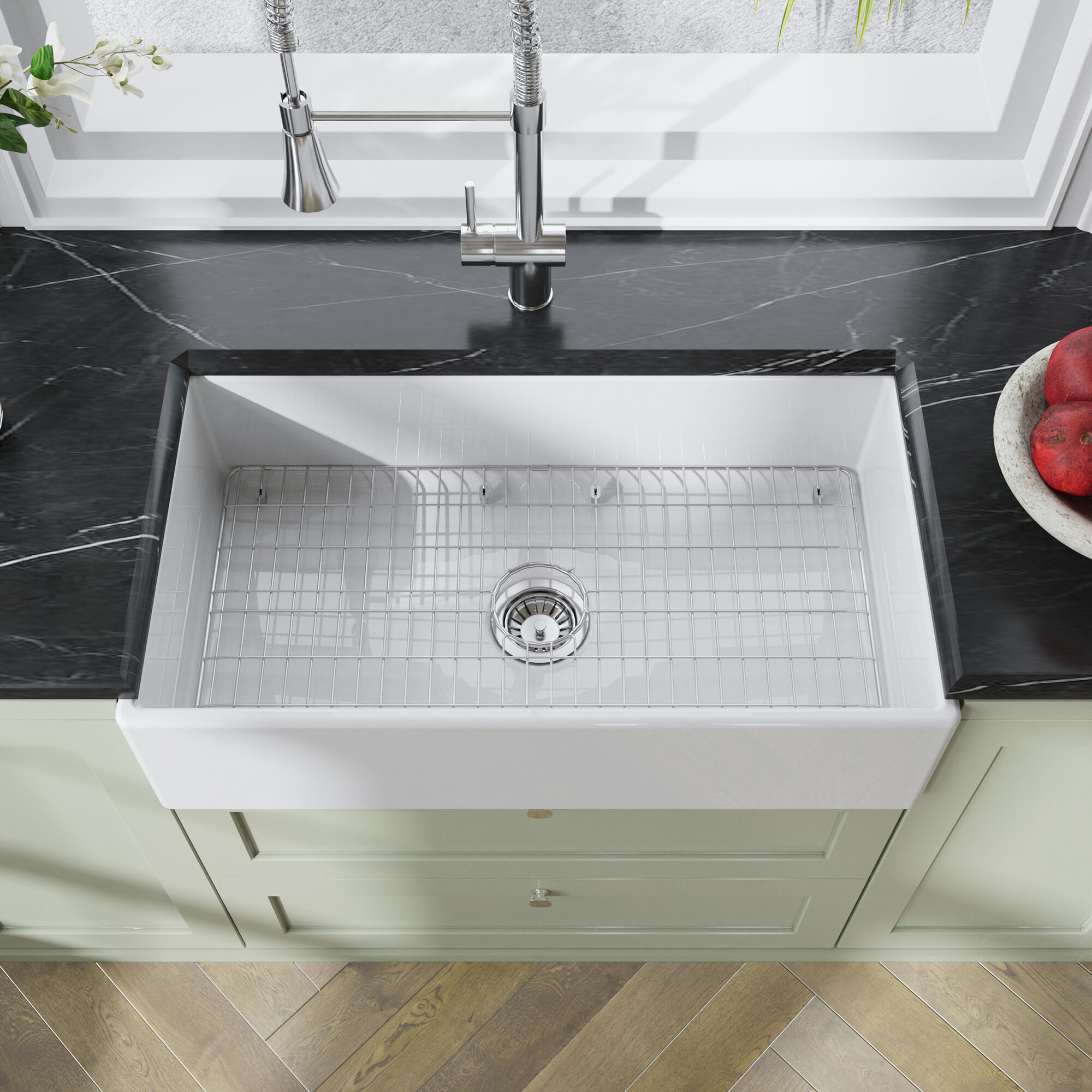 Valquest 33" Apron Front Fireclay Single Bowl Kitchen Sink