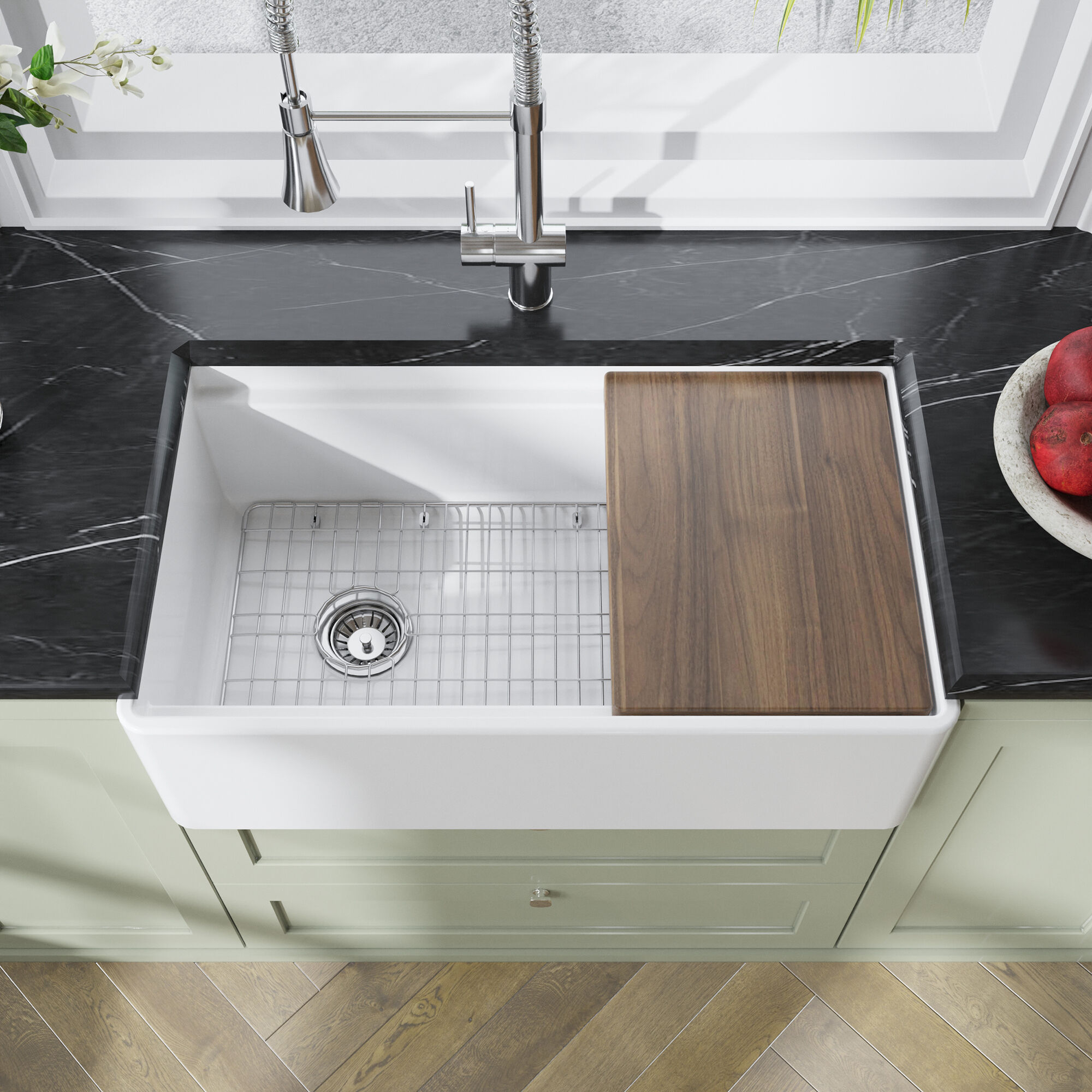 Valquest 33" Apron Front Fireclay Single Bowl Kitchen Sink